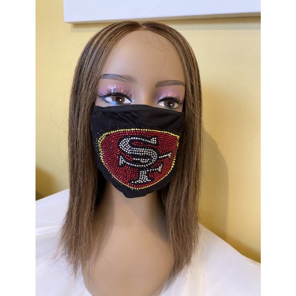 San Francisco 49ers Bling Rhinestone Face Mask Front Logo - Picture 2 of 10